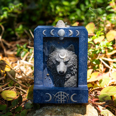 Moon Phase Wolf Backflow Burner