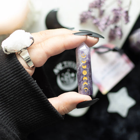 Amethyst Moon Phase Crystal Point - 5cm