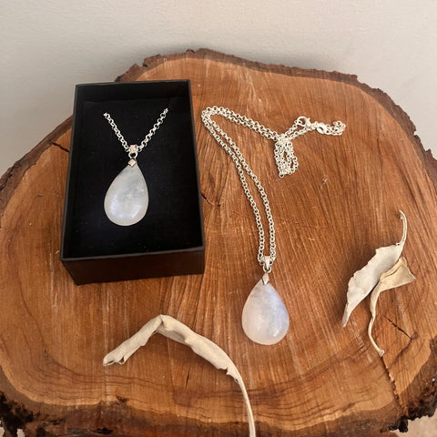 Moonstone Pendant On Silver Chain