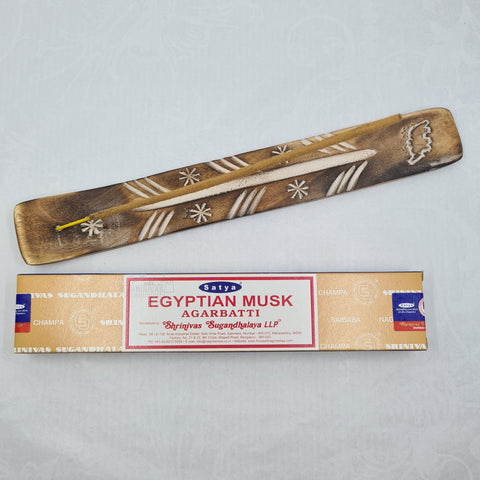 Satya Egyptian Musk Agarbetti Incense Sticks 15g box on a white background, with an exotic and sensual fragrance.