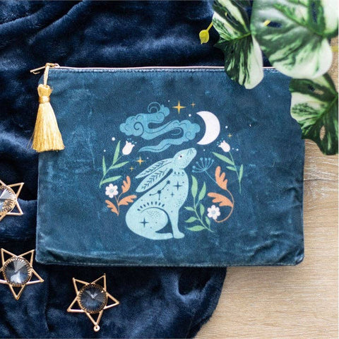 Mystical Midnight Hare Velvet Makeup Bag