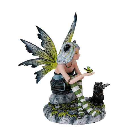 Fairy with Black Cat Statue