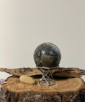 Black Flower Agate Sphere with natural flower formations for balance