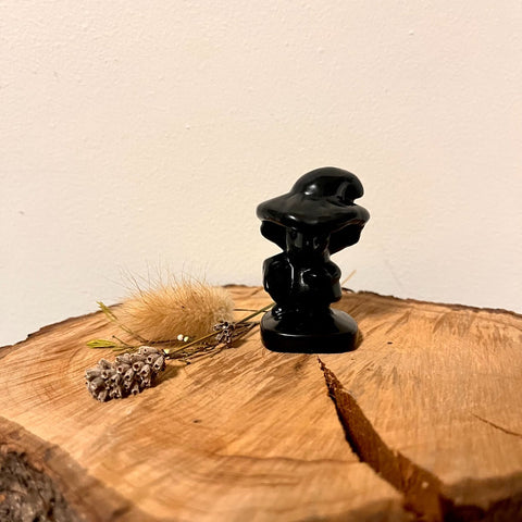 Black Obsidian Witch Carving for protection, grounding, and energy clearing