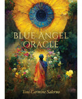 Cover of 'Blue Angel Oracle' by Toni Carmine Salerno, featuring a vibrant painting of a figure walking toward a large, radiant blue and yellow eye.