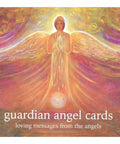 Cover of 'Guardian Angel Cards: Loving Messages from the Angels,' featuring a serene angel illustration with glowing wings and warm colors.