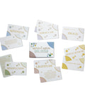 LSW Mind Cards Kids' Edition set displayed with cards featuring categories like Kindness, Mindfulness, Gratitude, and Proud, with colorful floral accents.