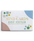 Box of LSW Mind Cards Kids' Edition featuring the text 'Daily Cards to Boost Positivity' with playful floral designs and colorful accents.