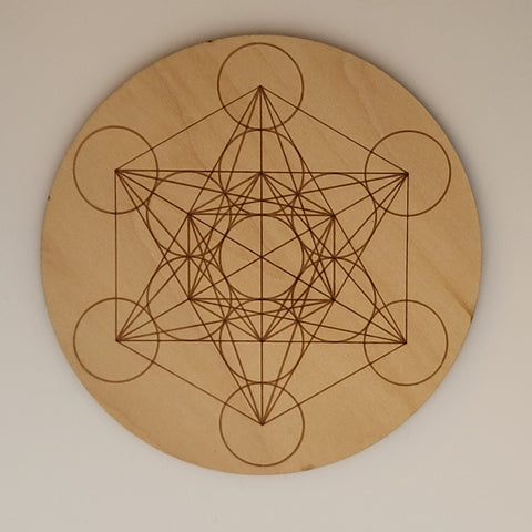 Metatron's Cube Crystal Grid on white background known for amplifying intentions and deepening meditation