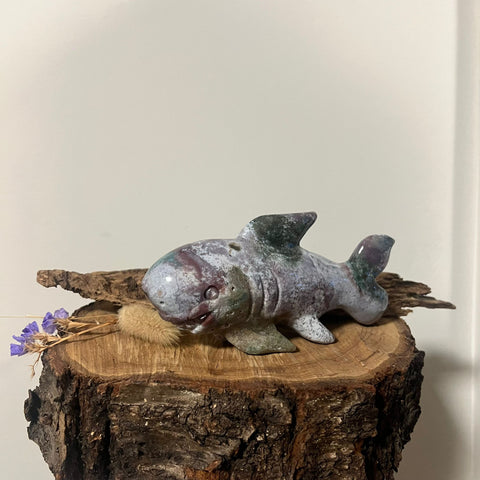 Ocean Jasper Shark Carving for balance and steady energy