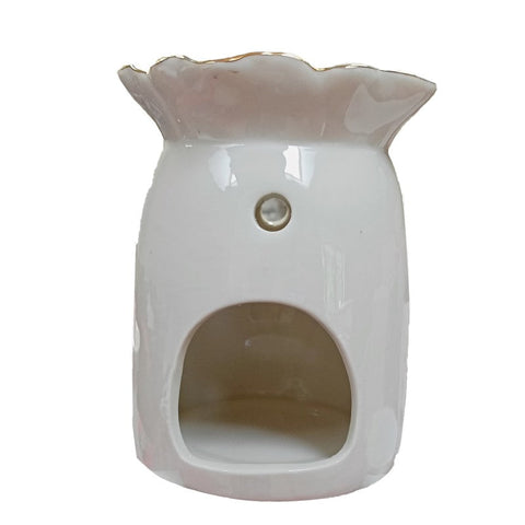 Porcelain Oil Burner With Gold Coloured Rim