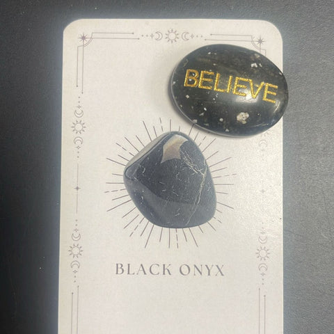 Black Onyx Worry Stone - Believe