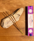 Satya Violet Rosemary Incense Sticks 15g box on a white background, featuring a fresh and floral herbal blend.