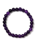 Amethyst round bead stretch bracelet on white background — Fragrant Heaven