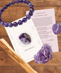 Amethyst Crystal Healing Gift Set with bracelet, crystals and Palo Santo