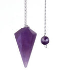 Faceted amethyst pendulum on chain, white background — Fragrant Heaven