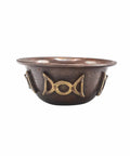 Antique copper ritual bowl with Triple Moon symbol – 8cm
