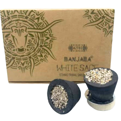 Banjara white sage resin cups incense box with six resin cups