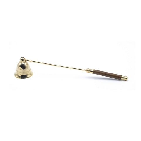 Brass candle snuffer with wooden handle