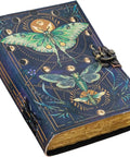 Butterfly print leather journal vintage notebook with moon phases and detailed design