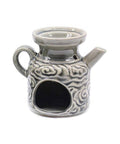Ceramic oil burner grey teapot design for essential oils