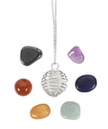 Chakra Gemstone Crystal Healing Necklace with seven chakra stones displayed around pendant