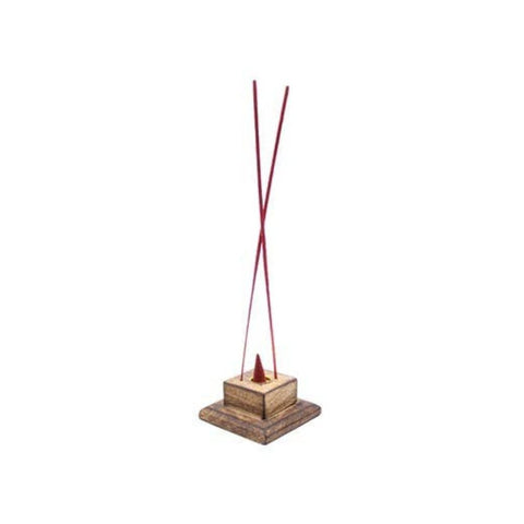 Wooden incense holder base for sticks and cones
