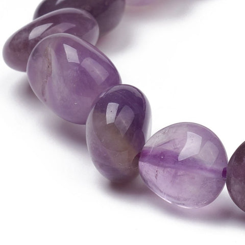 Close up of chevron amethyst nugget beads showing purple and cream tones — Fragrant Heaven