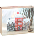 Christmas Village Incense Cone Holder packaged in festive box ready for gifting.