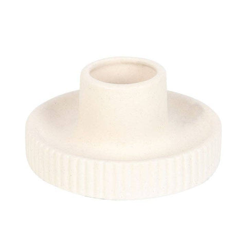 Empty Cream Ribbed Smudge Bowl highlighting textured edge and smooth ceramic finish.