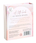 Back of The Little Book of Crystal Healing gift set showing crystal guide information