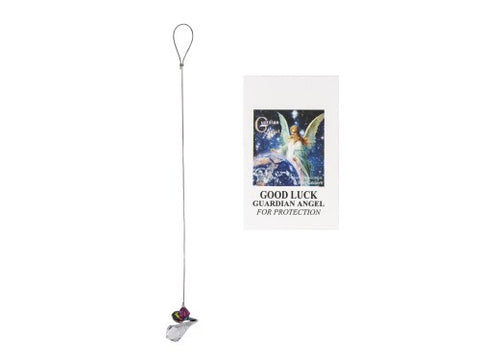 Good luck guardian angel hanging crystal with faceted prism for protection and positive energy