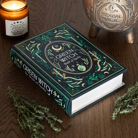 Green Witch Book Storage Box on Table