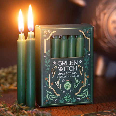 Green Witch Spell Candles Pack of 12