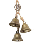 Green Witch Willow Pentagram Brass Bells Detail