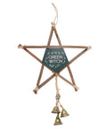 Green Witch Willow Pentagram with Bells Front View