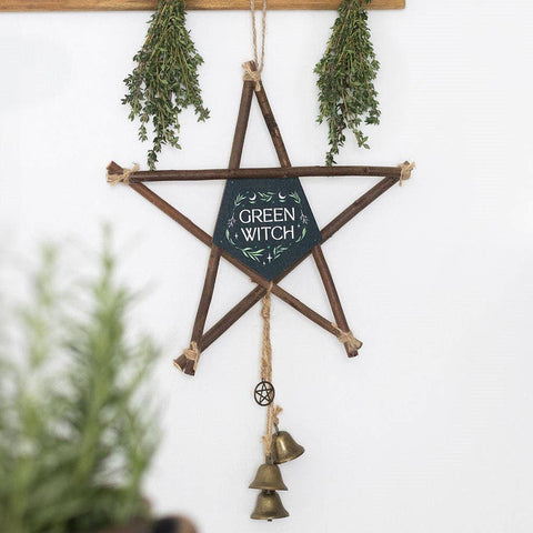 Green Witch Willow Pentagram Hanging on Wall
