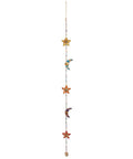 Full view of Hanging Moons and Stars decoration with multicoloured beads.