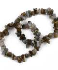 Two labradorite chip bracelets showing iridescent blue and green flash — Fragrant Heaven