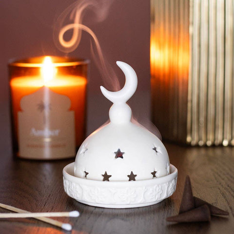 Moon Mosque Incense and Tealight Holder Lit