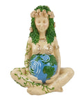 Mother Earth figurine holding the Earth in a seated pose