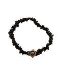 Obsidian chip bracelet with gold star and Turkish eye for protection and grounding