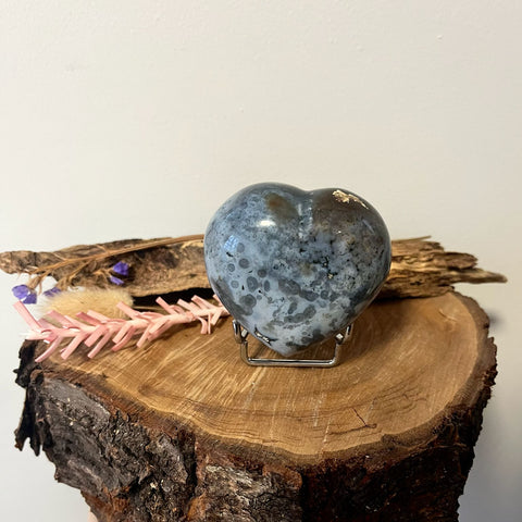 Ocean Jasper Heart One of a Kind with grey and green natural patterns for emotional balance and positivity