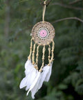 Pastel pink macramé dream catcher 9cm