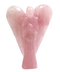 Hand-carved rose quartz angel carving 50mm on white background showing soft pink colour — Fragrant Heaven