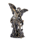 Saint Michael resin statue holding a sword, triumphing over evil, symbolizing protection, courage, and strength. Used for altars, sacred spaces, and spiritual decor.
