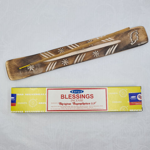 Satya Blessings Incense Sticks 15g box on a white background, designed to invoke grace and promote spiritual peace.