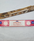 Satya Indian Rose Nag Champa Incense Sticks 15g box on a white background, offering a romantic and uplifting scent.