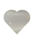 Selenite puff heart 3cm on white background showing white silky surface — Fragrant Heaven