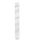Selenite spiral wand 15cm with rounded ends on white background showing carved spiral detail — Fragrant Heaven